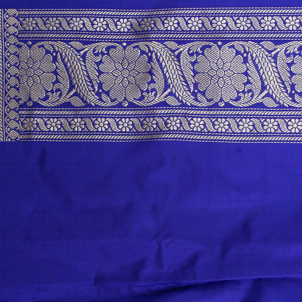 Purple-Navy Blue Pure Katan Silk Banarasi Handloom Saree - Tilfi