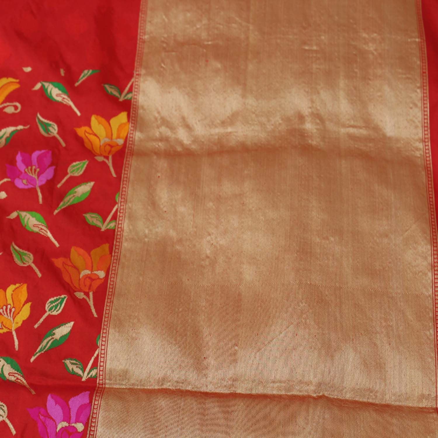 Red Pure Katan Silk Banarasi Handloom Saree - Tilfi
