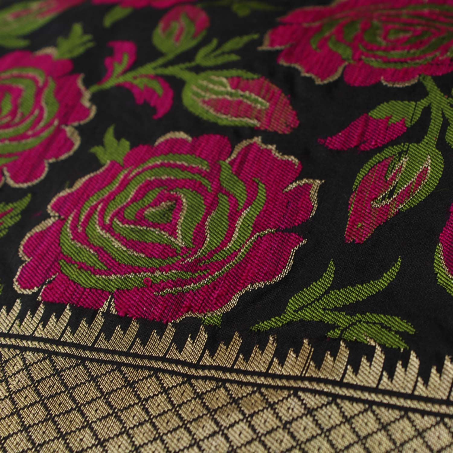 Black Pure Katan Silk Banarasi Handloom Saree - Tilfi