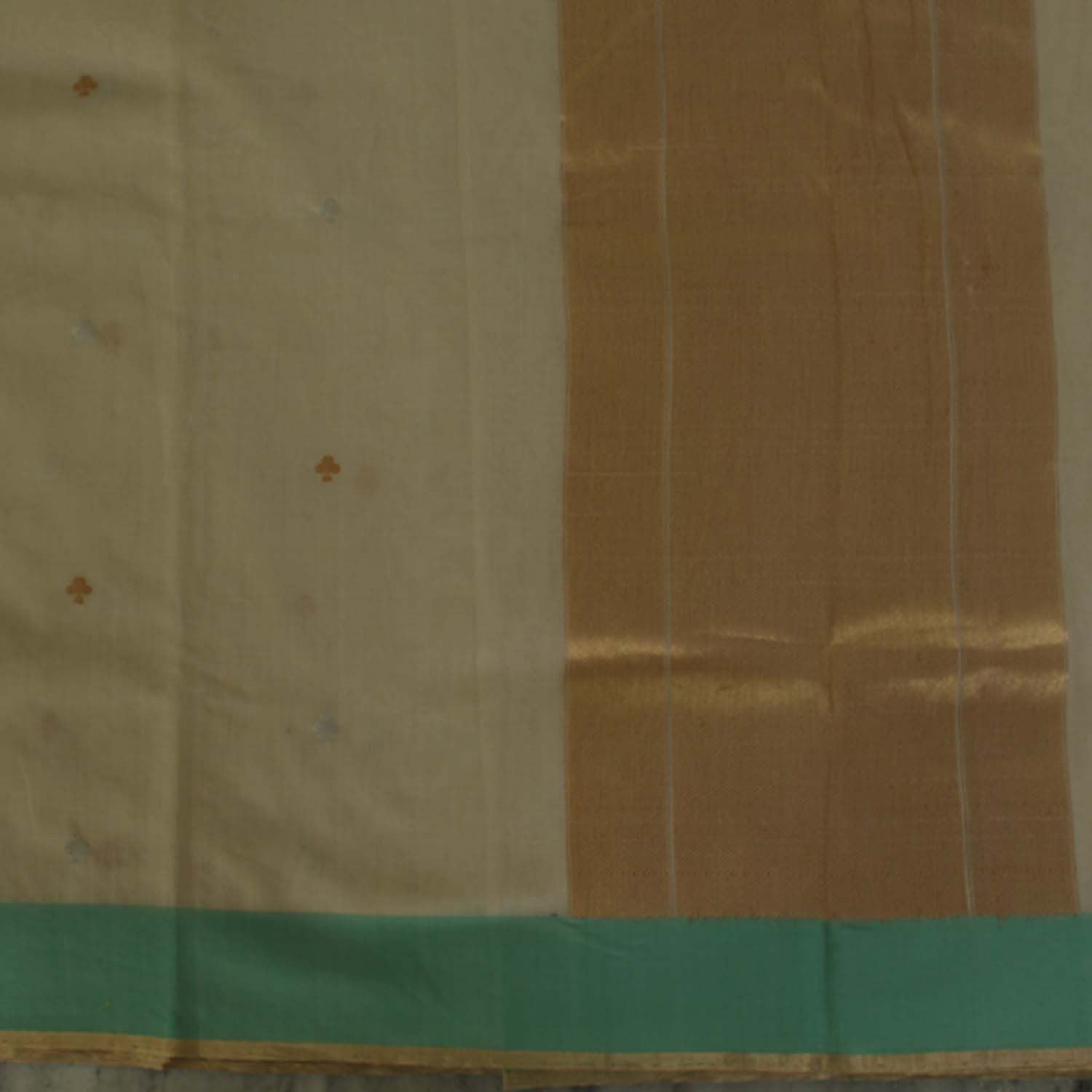 Off-White Pure Silk By Cotton Banarasi Handloom Saree - Tilfi