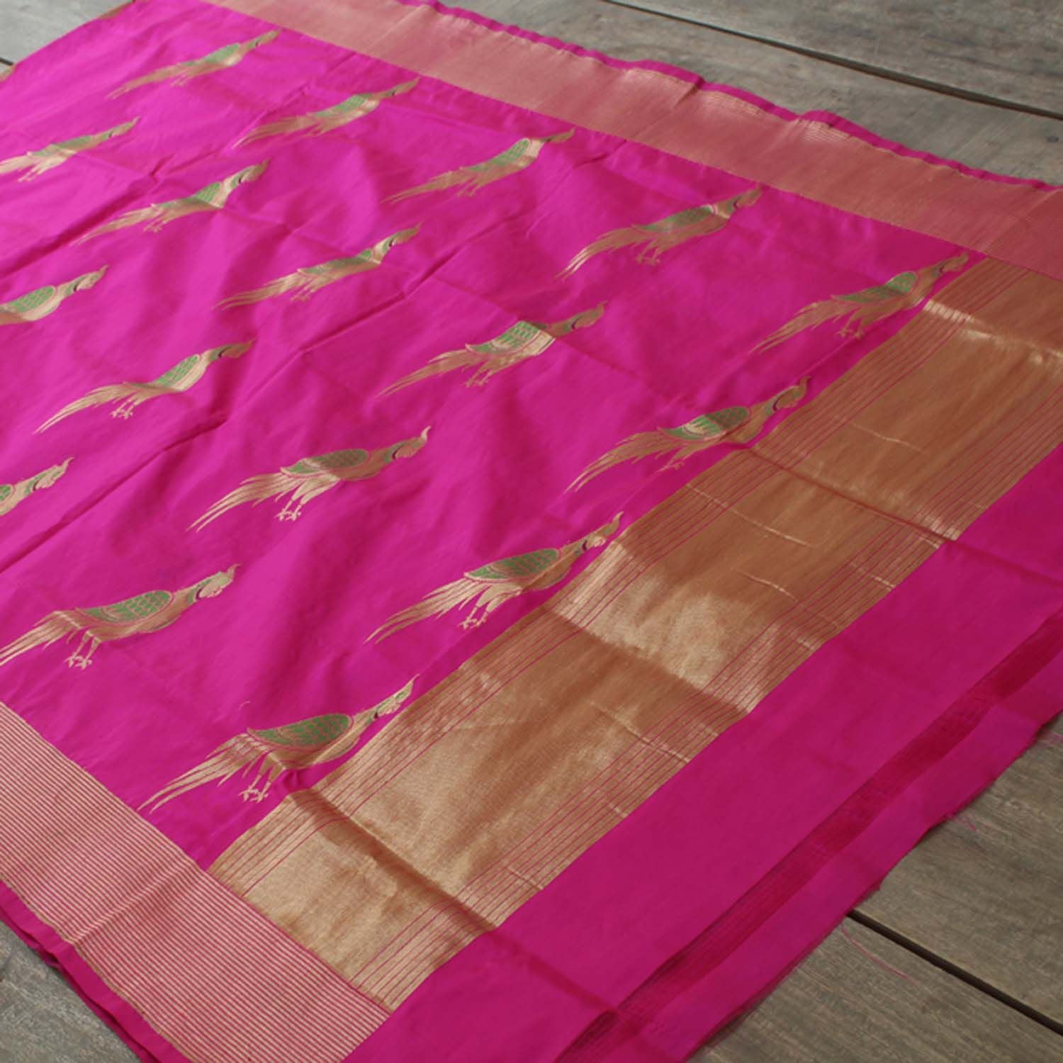 Indian-Pink Pure Katan Silk Banarasi Handloom Dupatta - Tilfi