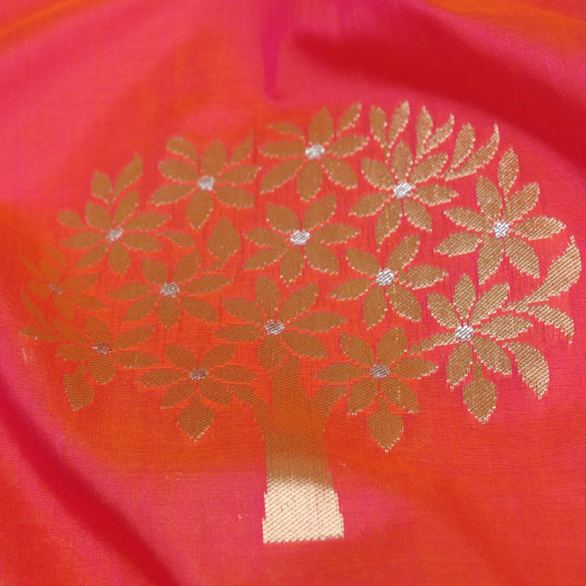 Orange Rose-Pink Pure Silk Georgette Banarasi Handloom Saree - Tilfi - 5