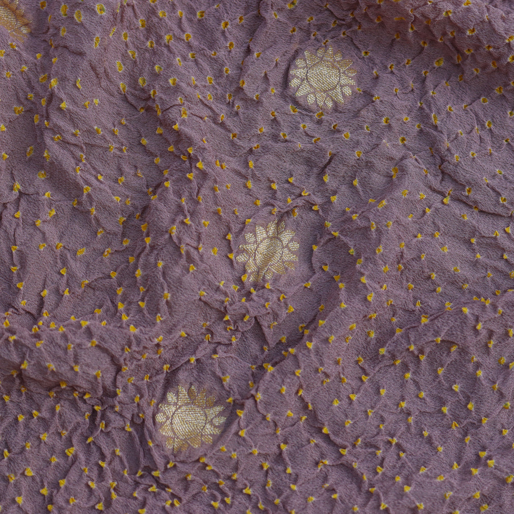 Old Rose Pink Pure Georgette Banarasi Handloom Bandhani Dupatta