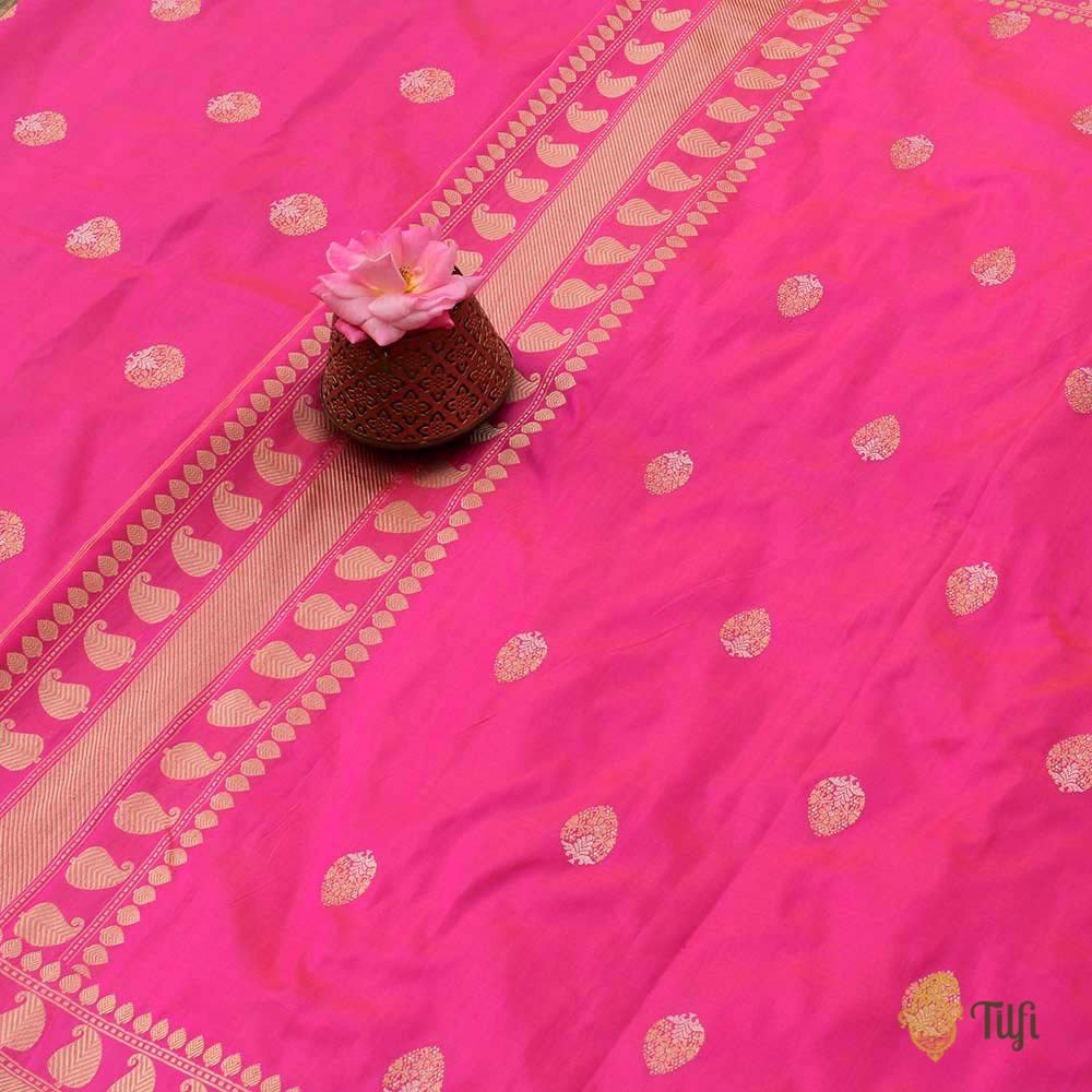 Peach-Gulabi Pink Pure Katan Silk Dupatta Fabric Set