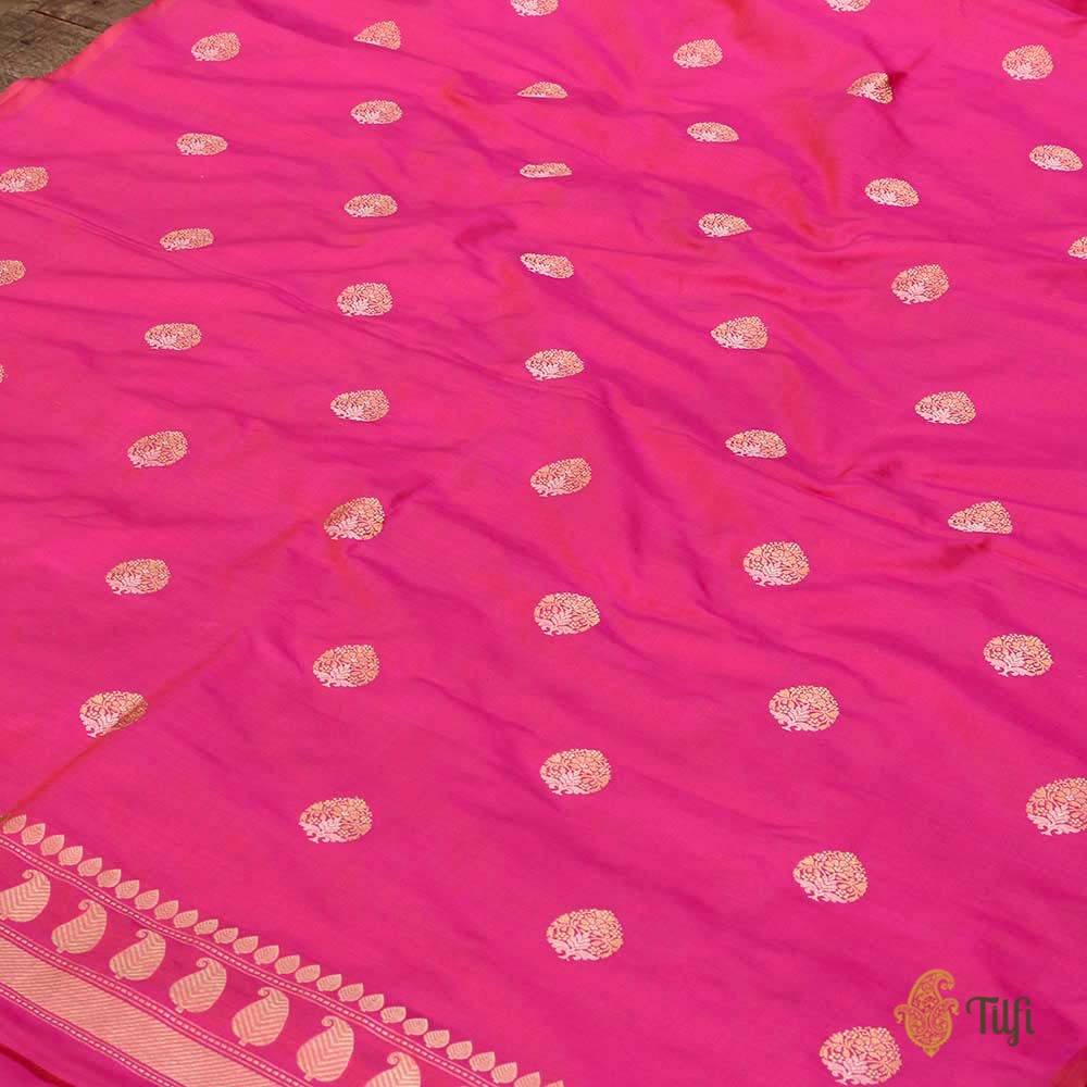 Peach-Gulabi Pink Pure Katan Silk Dupatta Fabric Set