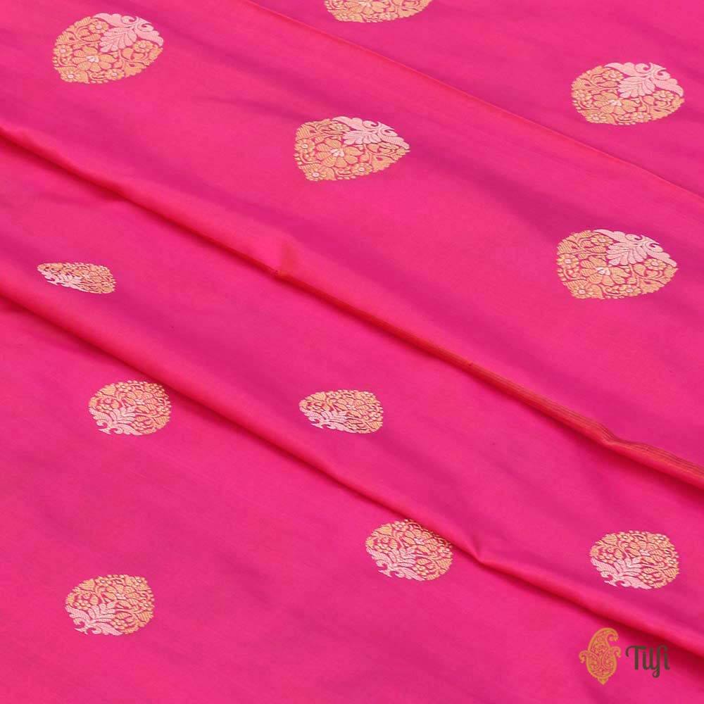 Peach-Gulabi Pink Pure Katan Silk Dupatta Fabric Set