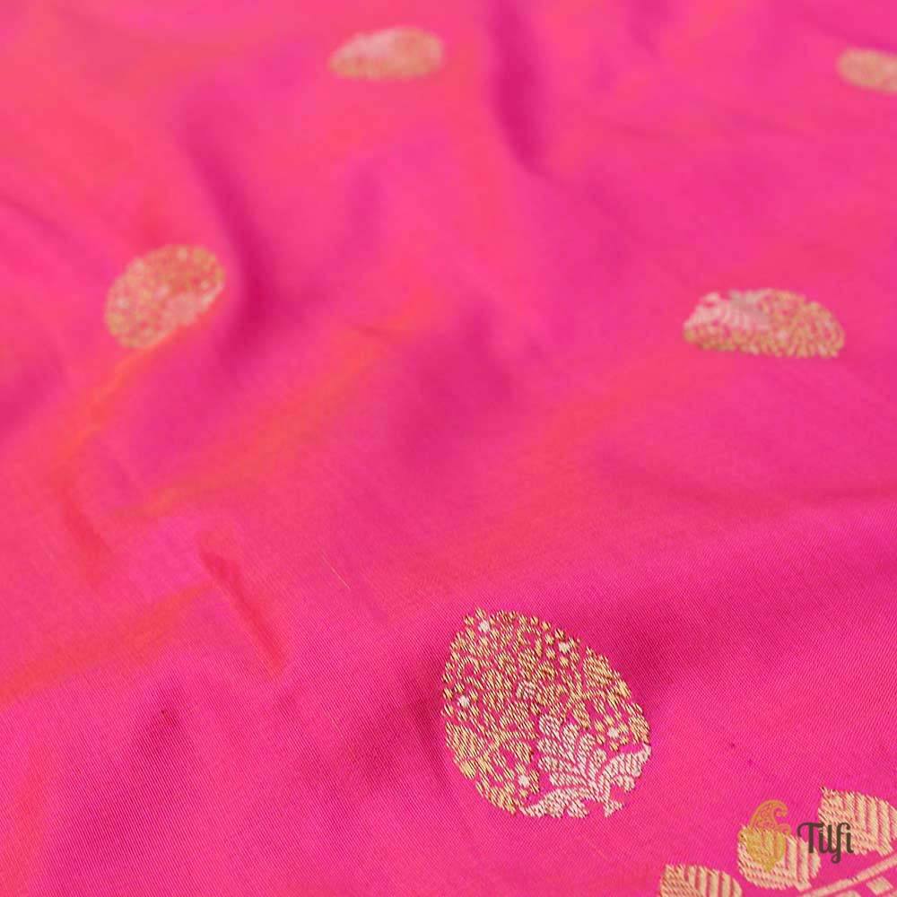 Peach-Gulabi Pink Pure Katan Silk Dupatta Fabric Set