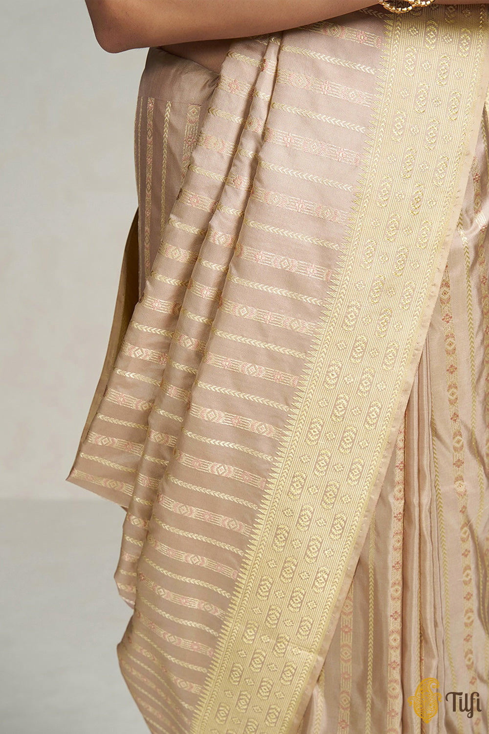 Nude Pink Pure Katan Silk Banarasi Handloom Saree