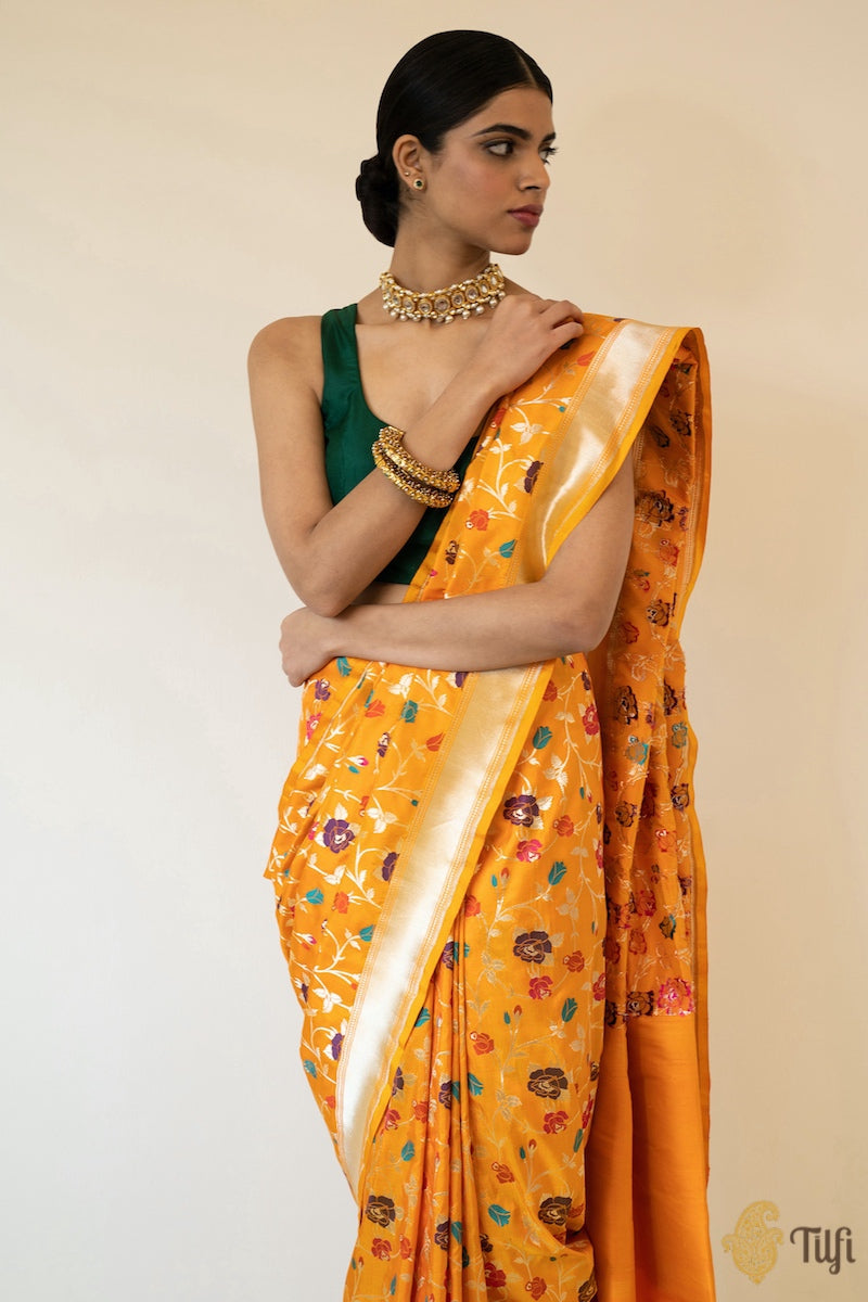 Devnaagri - Orange Organza and Georgette Saree