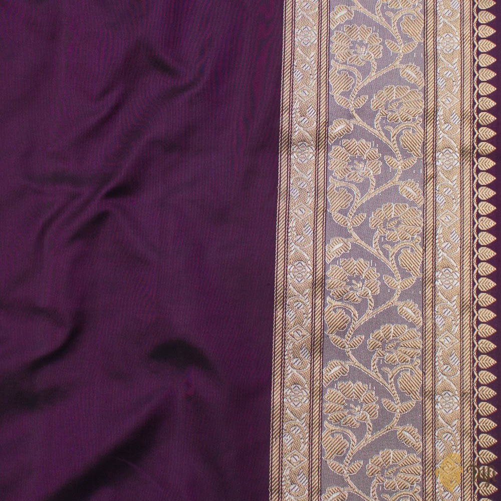 Black-Magenta Pure Katan Silk Banarasi Handloom Saree