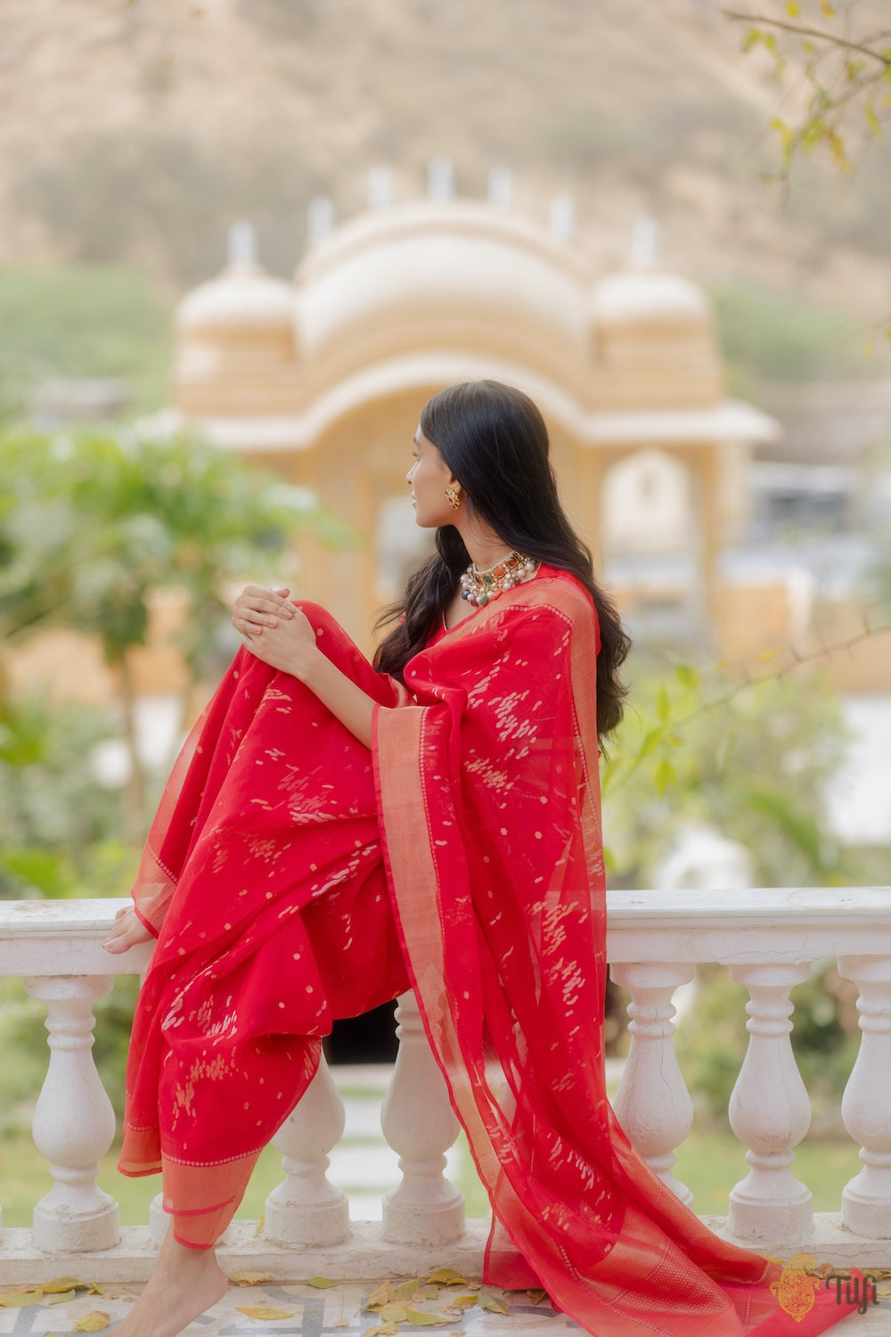 Buy Women's kanchipuram Soft Banarasi lichi Silk Saree With blouse Piece  (Disha Red Colour) at Amazon.in