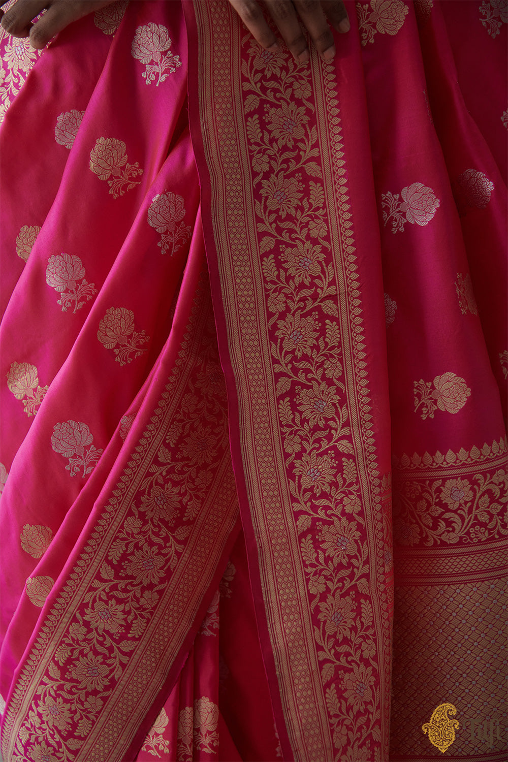 Red-Rani Pink Pure Katan Silk Banarasi Handloom Saree