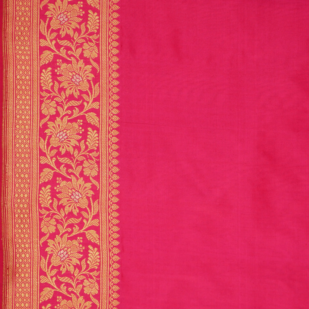 Red-Rani Pink Pure Katan Silk Banarasi Handloom Saree