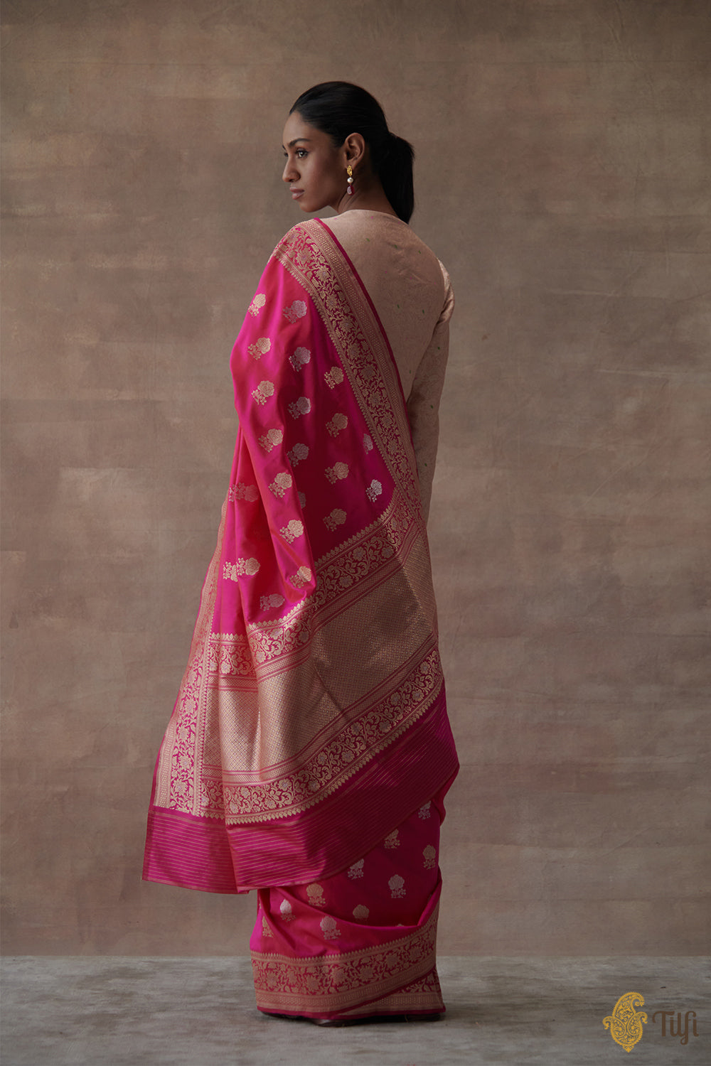 Red-Rani Pink Pure Katan Silk Banarasi Handloom Saree