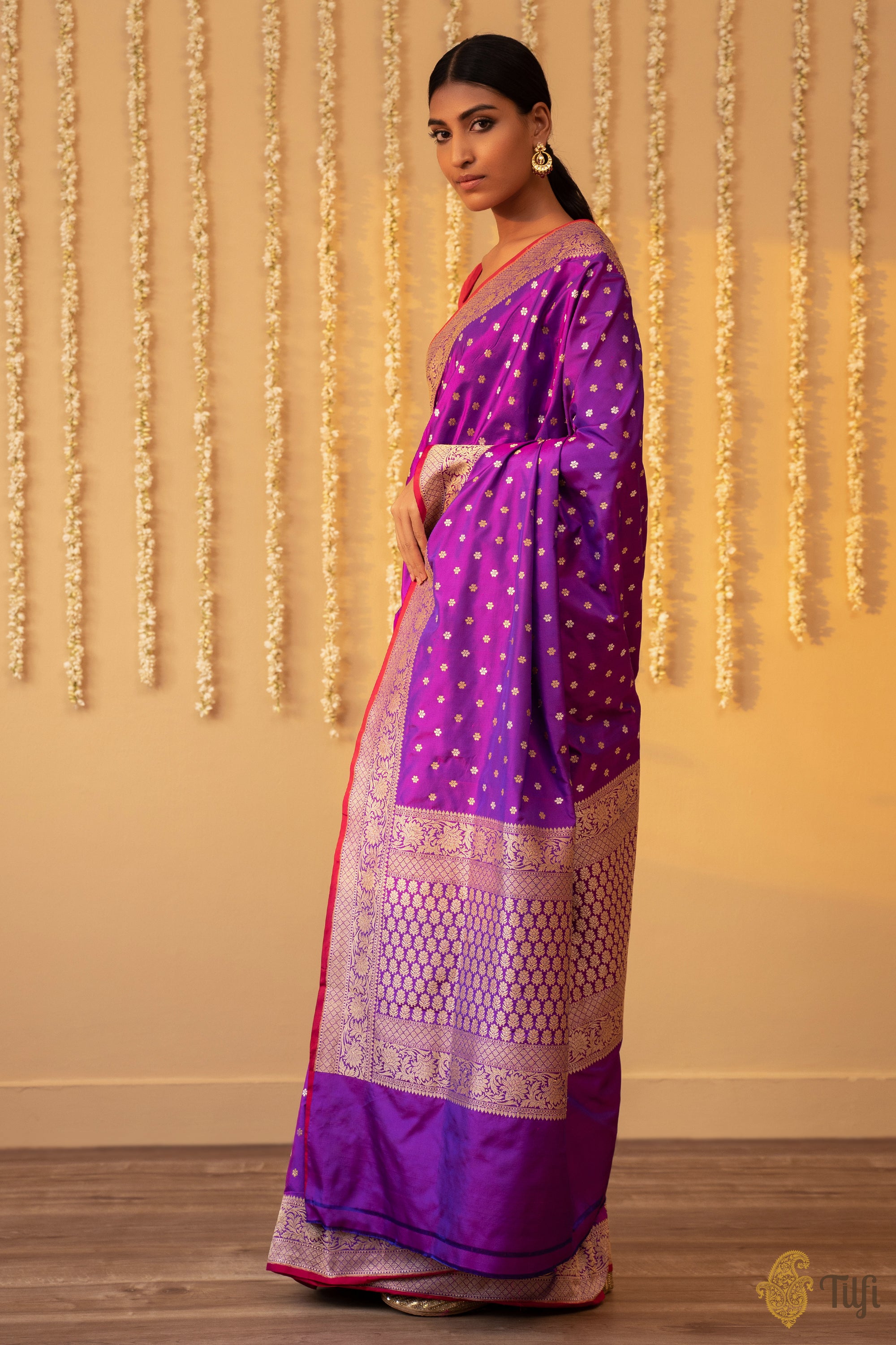 Purple & Violet Colored Sarees in Plain & Designer Styles