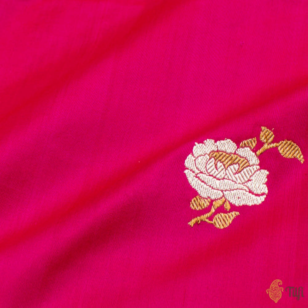 Red-Rani Pink Pure Katan Silk Banarasi Handloom Dupatta