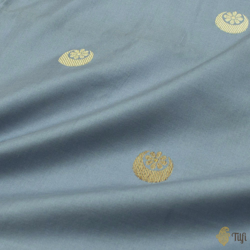 Blueish-Grey Pure Katan Silk Banarasi Handloom Dupatta