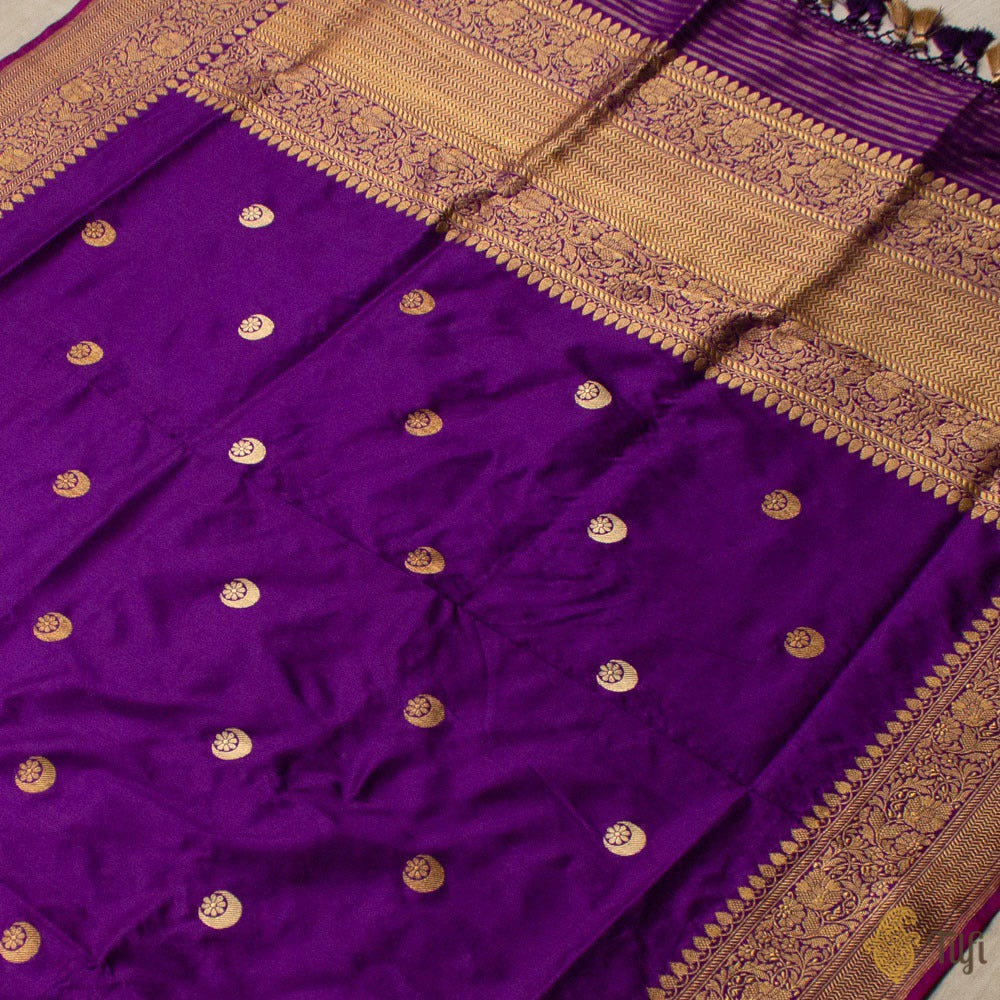 Purple Pure Katan Silk Banarasi Handloom Dupatta