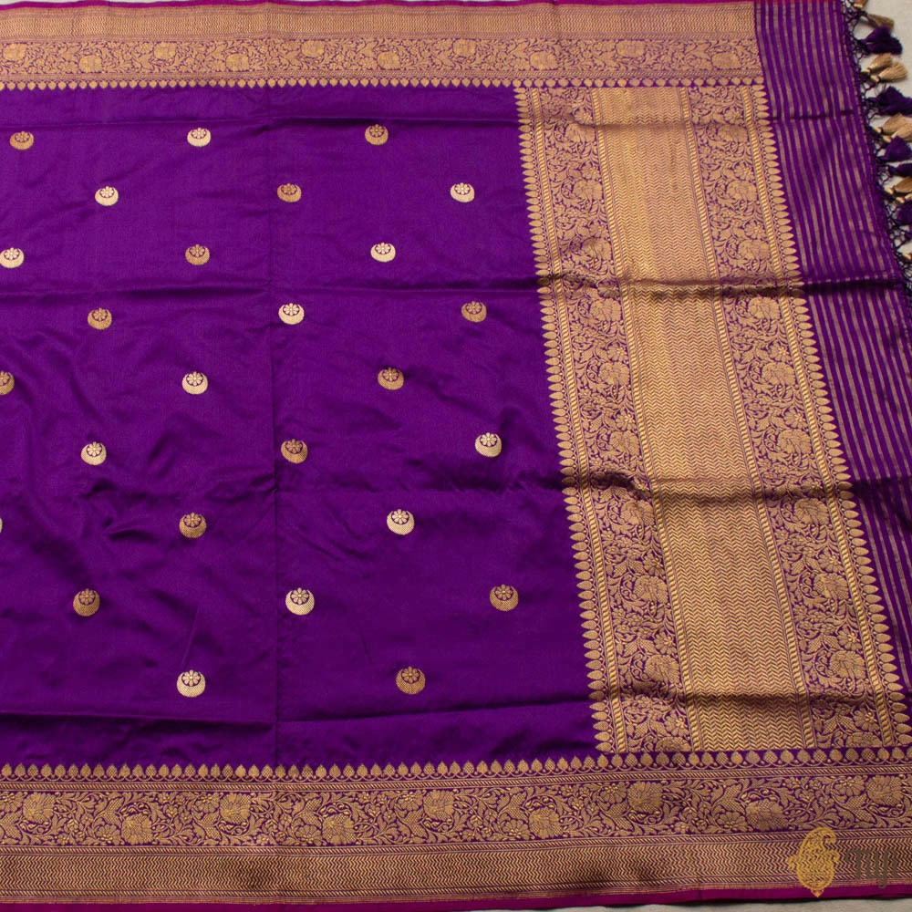 Purple Pure Katan Silk Banarasi Handloom Dupatta