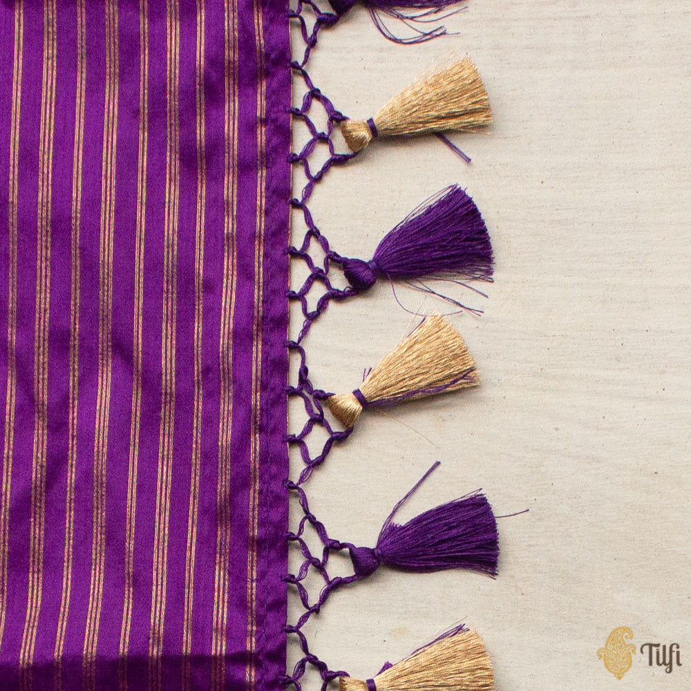 Purple Pure Katan Silk Banarasi Handloom Dupatta