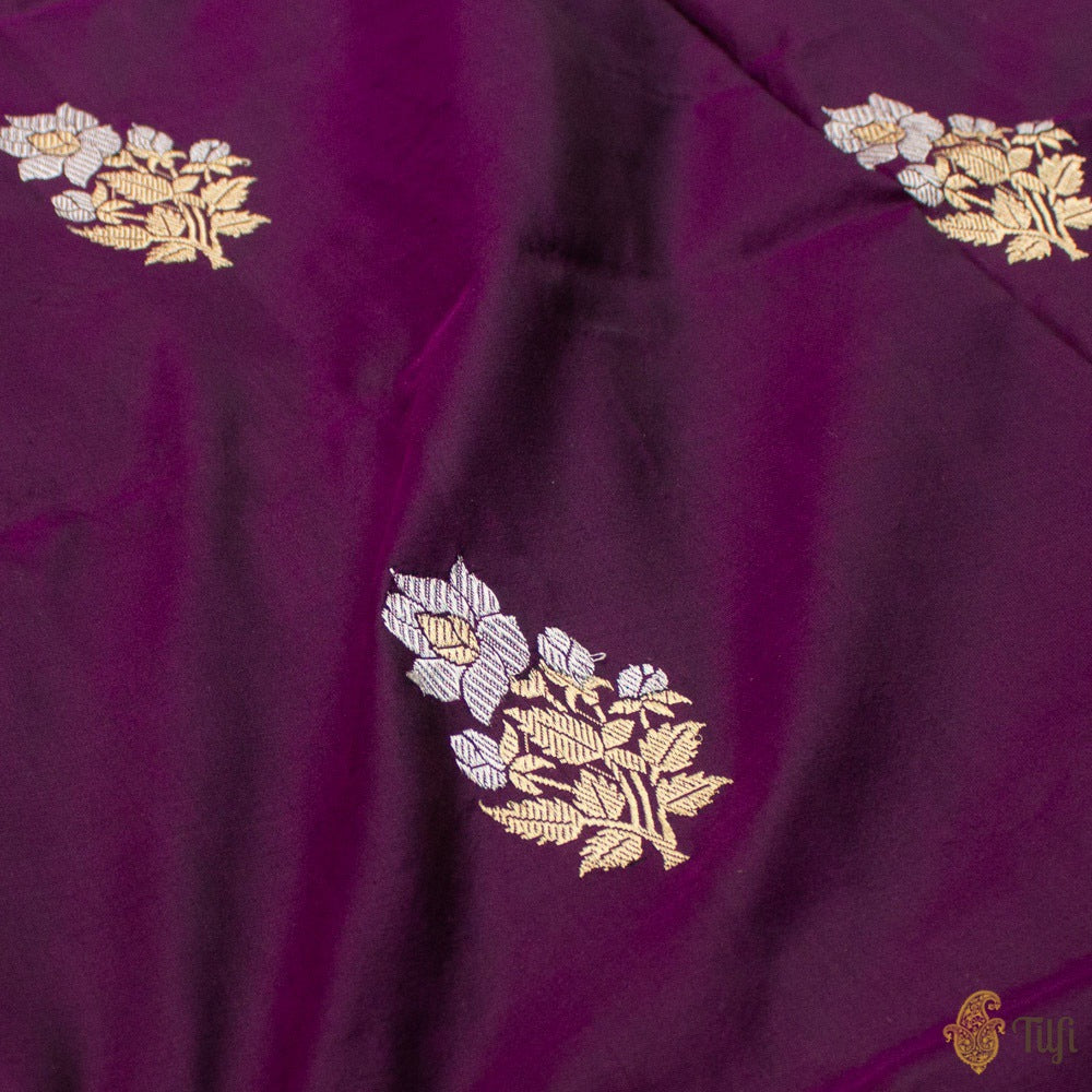 Black-Purple Pure Katan Silk Banarasi Handloom Dupatta