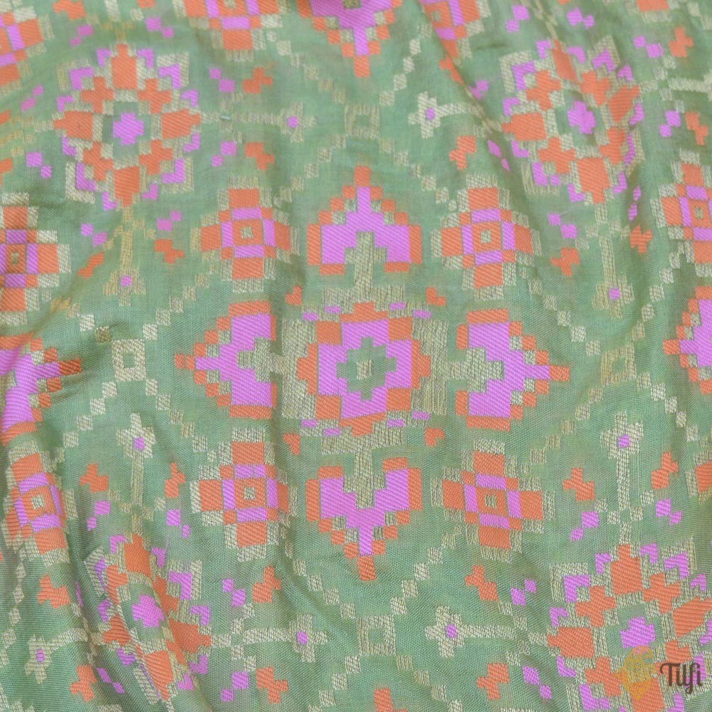 Pista Green Pure Katan Silk Banarasi Handloom Patola Dupatta