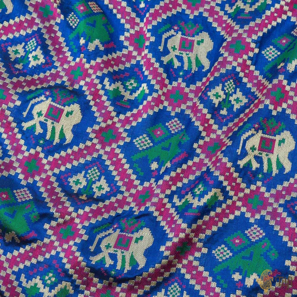 Royal Blue Pure Katan Silk Banarasi Handloom Patola Dupatta