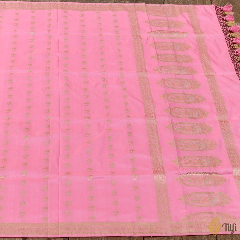 Gulabi Pink Pure Katan Silk Banarasi Handwoven Dupatta