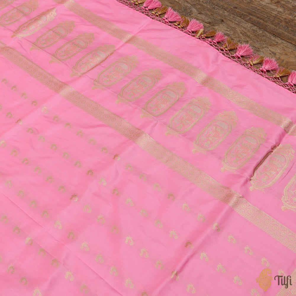 Gulabi Pink Pure Katan Silk Banarasi Handwoven Dupatta