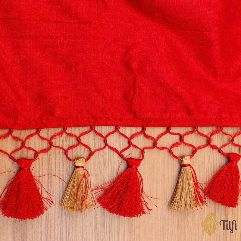 Red Pure Katan Silk Banarasi Handloom Dupatta