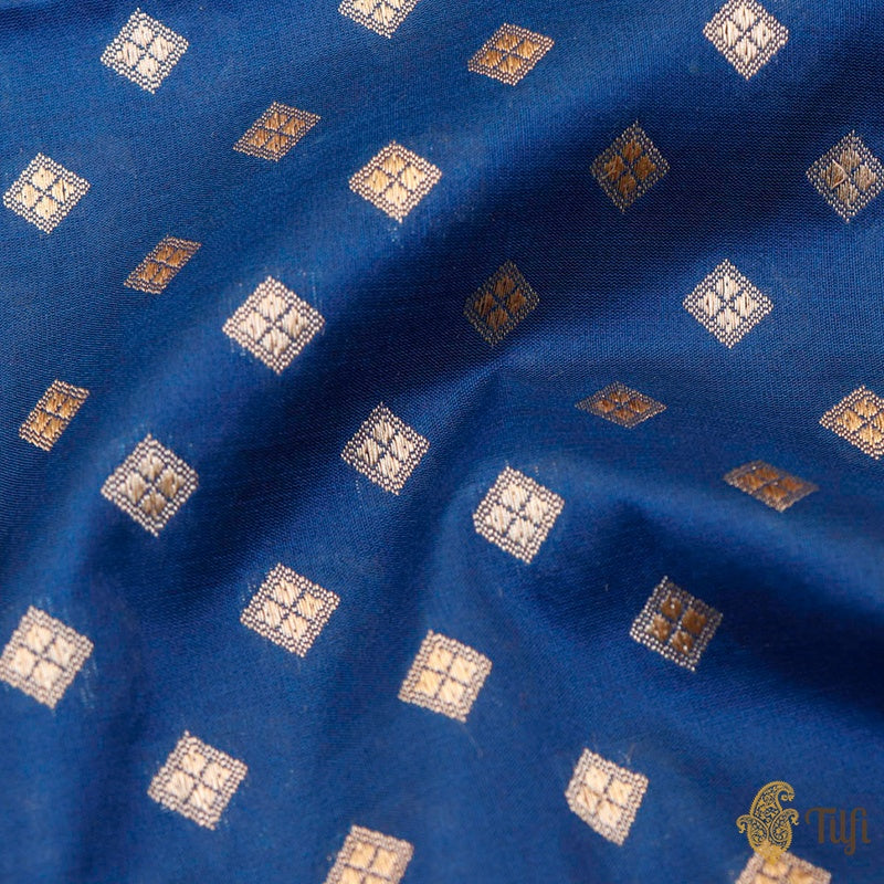 Navy Blue Pure Katan Silk Banarasi Handloom Dupatta