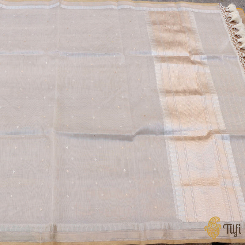 Off-White Pure Kora Silk Banarasi Handloom Dupatta