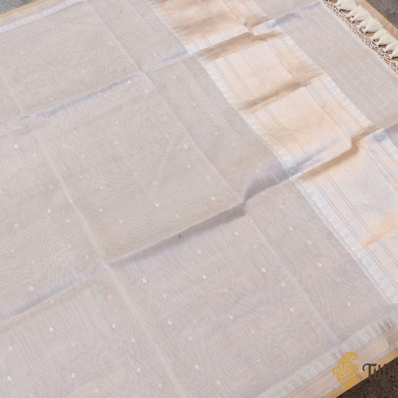 Off-White Pure Kora Silk Banarasi Handloom Dupatta