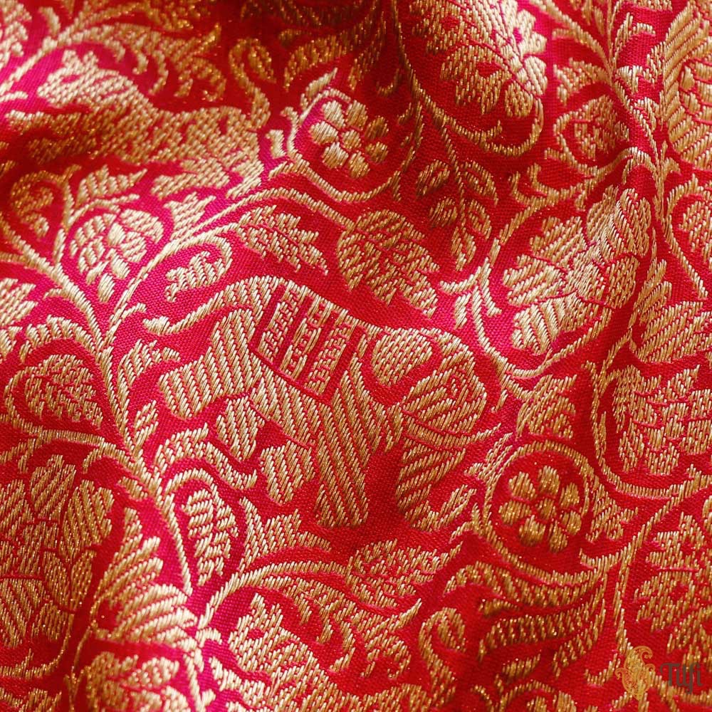 Red-Rani Pink Pure Katan Silk Banarasi Handloom Dupatta