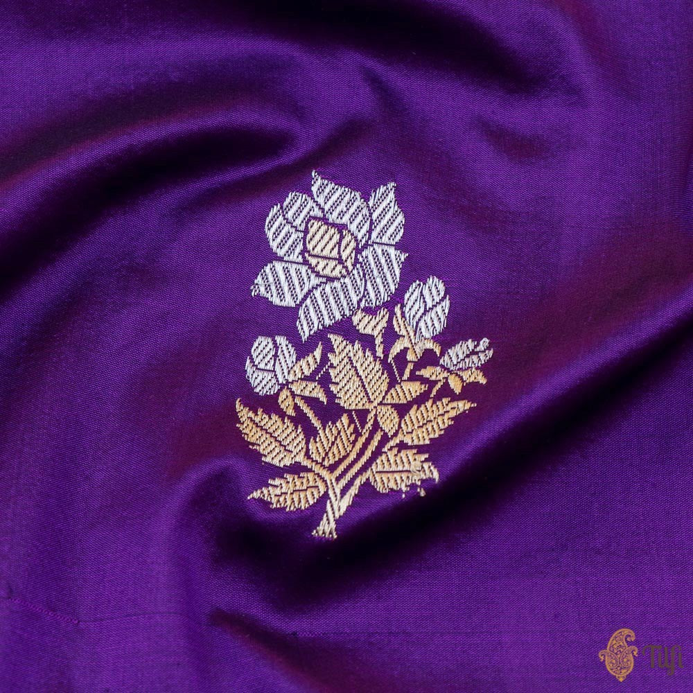 Purple Pure Katan Silk Banarasi Handloom Dupatta