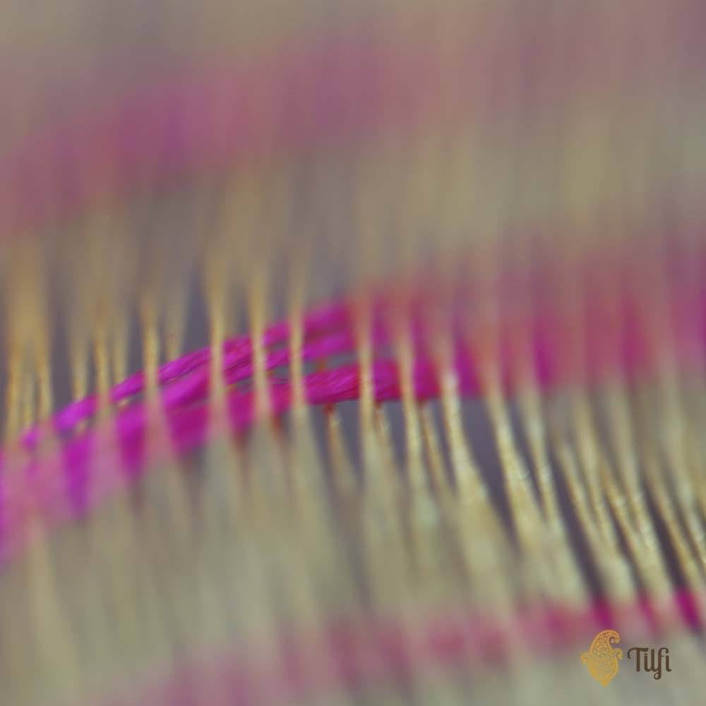 Orange-Gulabi Pink Pure Katan Silk Banarasi Handloom Dupatta