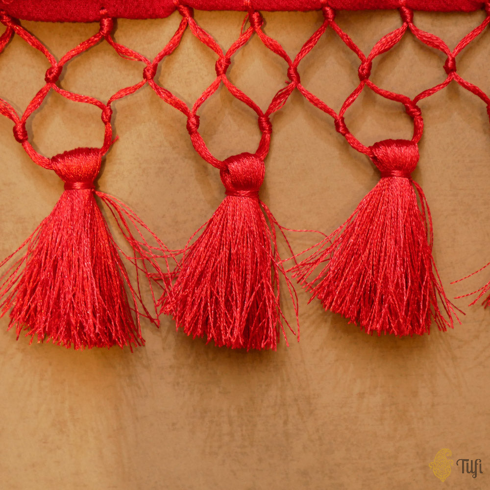 Red Pure Georgette Banarasi Handloom Bandhani Dupatta