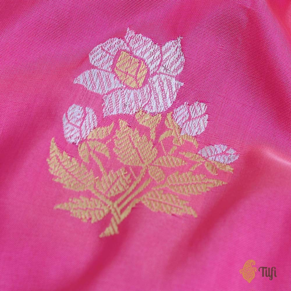 Gajri Pink Pure Katan Silk Banarasi Handloom Dupatta