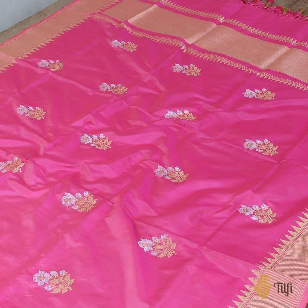 Gajri Pink Pure Katan Silk Banarasi Handloom Dupatta
