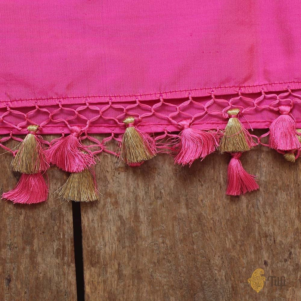 Gajri Pink Pure Katan Silk Banarasi Handloom Dupatta