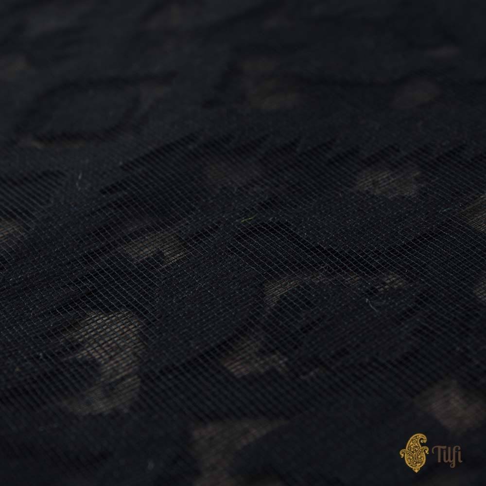 Black Pure Kora Net Banarasi Handloom Dupatta