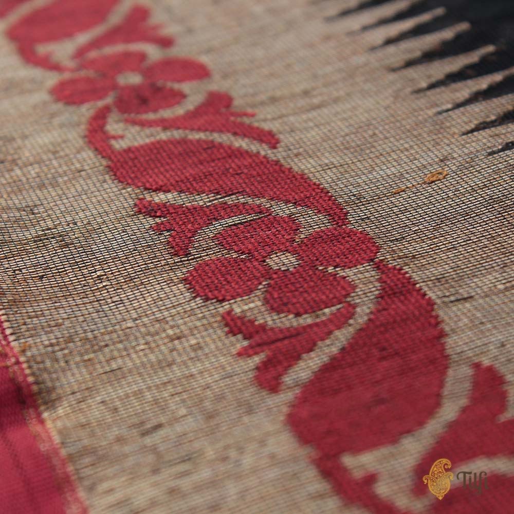 Black Pure Kora Net Banarasi Handloom Dupatta