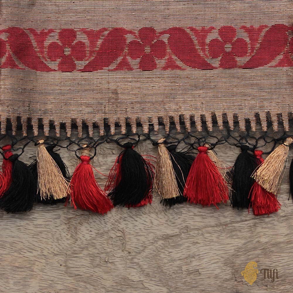 Black Pure Kora Net Banarasi Handloom Dupatta