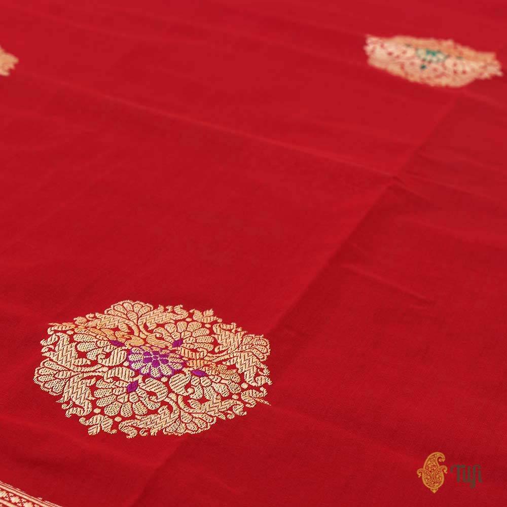 Red Pure Katan Silk Banarasi Handloom Dupatta