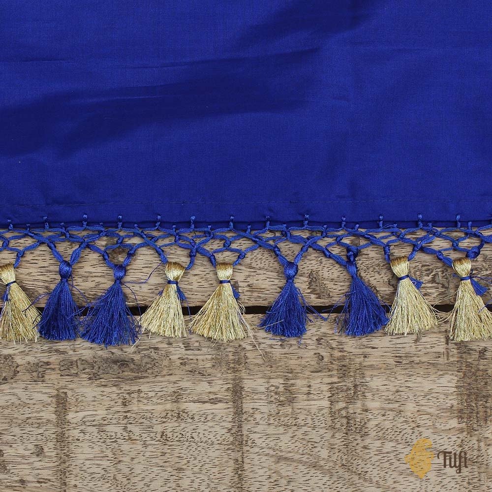 Teal Green- Royal Blue Pure Katan Silk Banarasi Handloom Dupatta