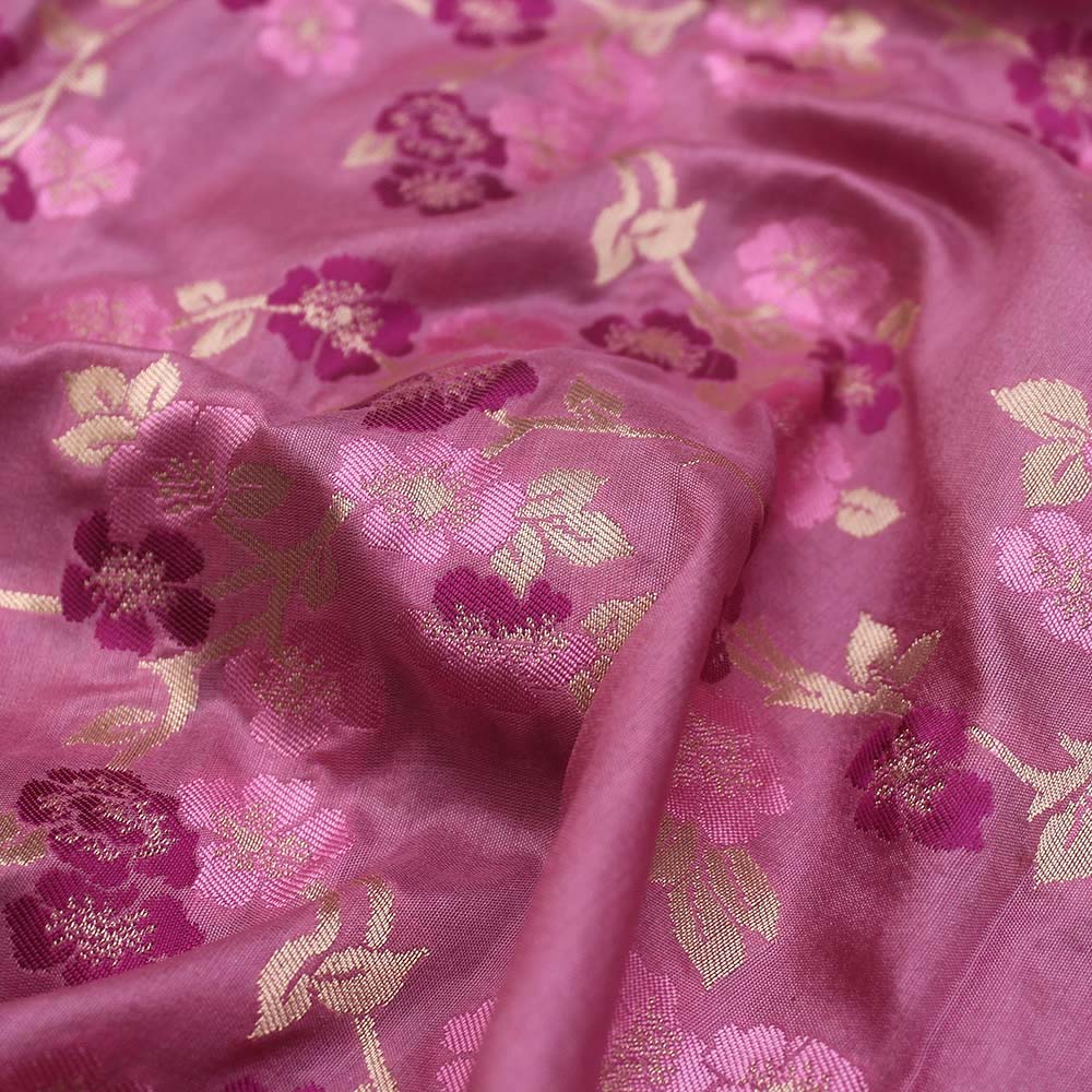 Pink Lavender Pure Katan Silk Banarasi Handloom Dupatta