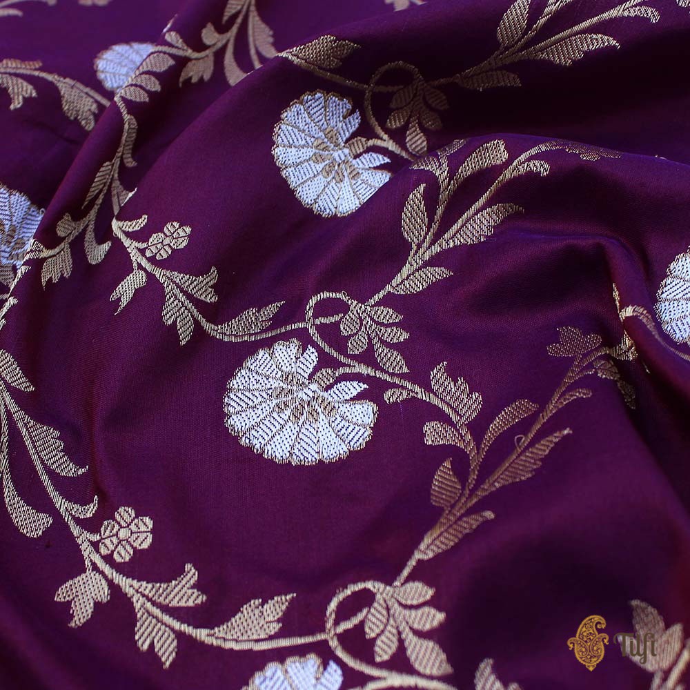 Magenta Pure Katan Silk Banarasi Handloom Dupatta