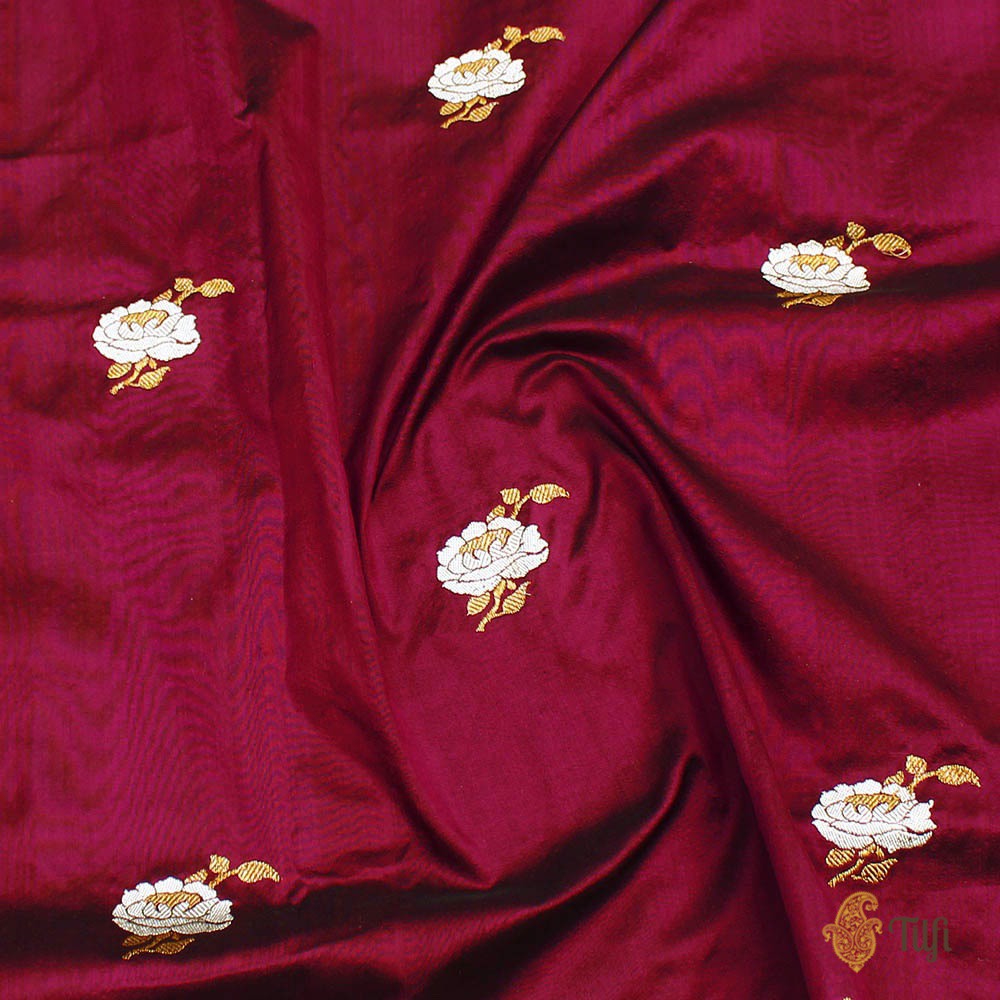 Black-Magenta Pure Katan Silk Banarasi Handloom Dupatta