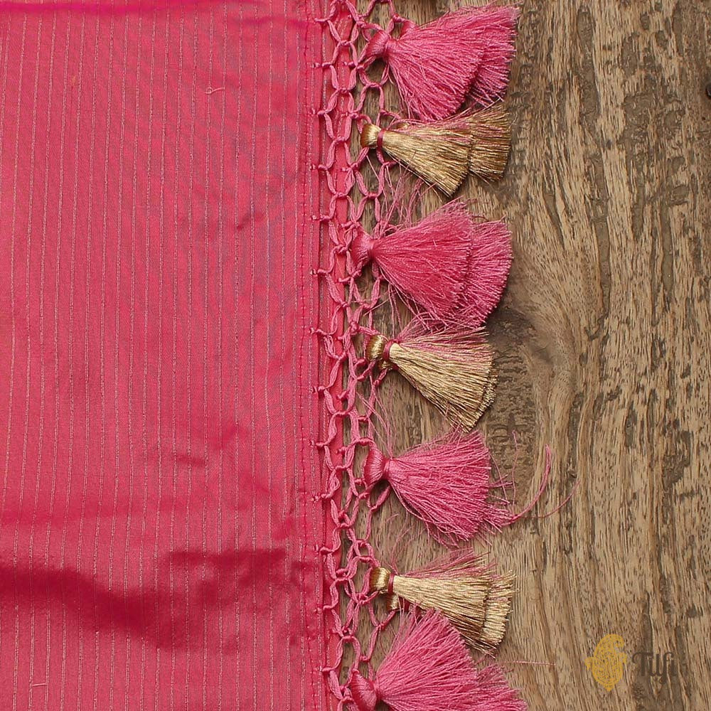 Pink Pure Katan Silk Banarasi Handloom Dupatta