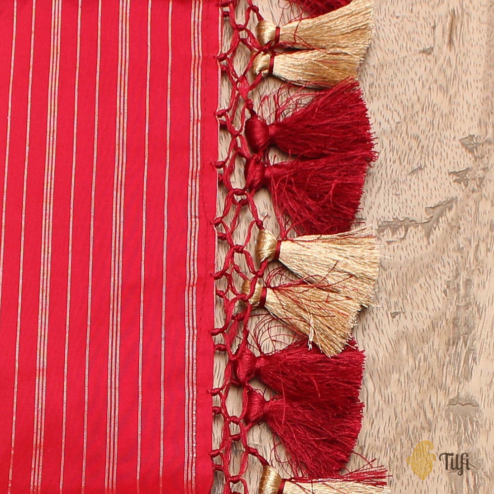 Red Pure Katan Silk Banarasi Handloom Dupatta